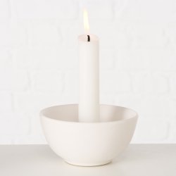 ENKEL OG STILIG LYSESTAKE I KERAMIKK, HVIT