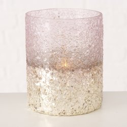 VAKKERT LYSGLASS, GULL/ROSA,  11 X 11 CM