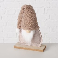 KOSELIG FILTNISSE MED LUE, BEIGE, H 18 CM