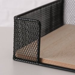 LEKKER SERVIETT HOLDER I METALL MED TREBUNN, SORTMALT, 19 X 19 CM, H 6 CM