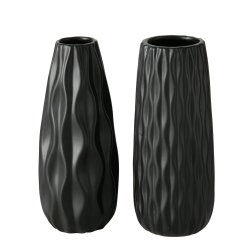 LEKKER SORT KERAMIKK VASE, H 25 CM