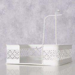 LEKKER SERVIETT HOLDER I METALL, HVITMALT, 19 X 19 CM, H 6 CM