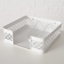 LEKKER SERVIETT HOLDER I METALL, HVITMALT, 19 X 19 CM, H 6 CM