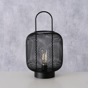 LEKKER BATTERILYKT I SORT METALL, H 32 CM