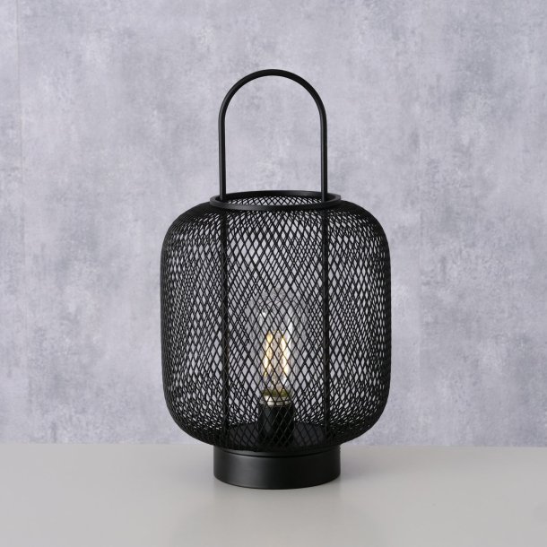 LEKKER BATTERILYKT I SORT METALL, H 32 CM