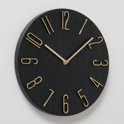 TRENDY KLOKKE, SORT MED GULLFARGEDE TALL,  30 CM