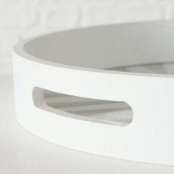 NYDELIG TREFAT MED GLASSBUNN OG BLADMNSTER, HVIT,  H 5 CM,  35 CM