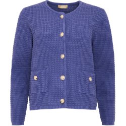 LEKKER STRIKKEJAKKE I BOMULL MED GULLKNAPPER, BL�