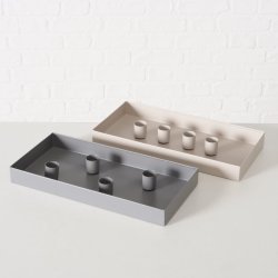 LEKKERT METALLFAT MED 4 MAGNET LYSHOLDERE, BEIGE, 15 x 30 CM