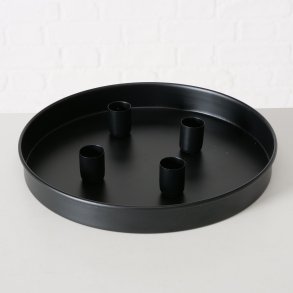 LEKKERT METALLFAT MED 4 MAGNET LYSHOLDERE, SVART, 25 CM