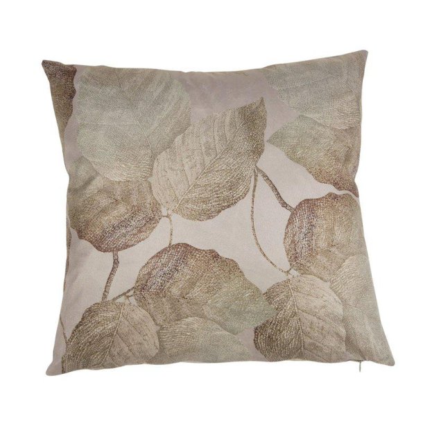 VAKKERT PUTETREKK I VELUR MED MNSTER, LIN/BEIGE, 45 X 45 CM