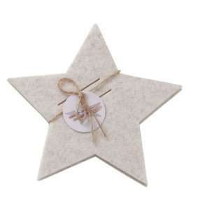 VAKKER BESTIKKHOLDER, STJERNE, BEIGE, 20 CM, SETT AV 4 STK