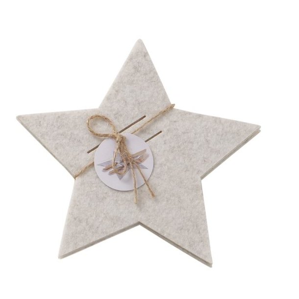 VAKKER BESTIKKHOLDER, STJERNE, BEIGE, 20 CM, SETT AV 4 STK