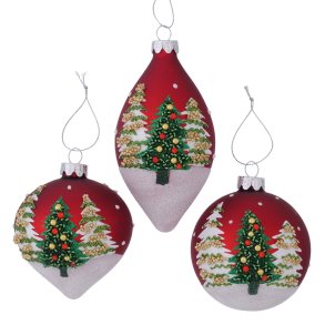 VAKKER GLASSKULE, RD MED DEKOR, DRPEFORMET, 8 CM