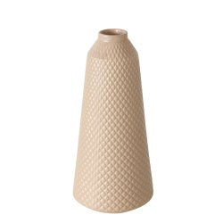 NYDELIG VASE I KERAMIKK, BEIGE MED M�NSTER, H 27 CM
