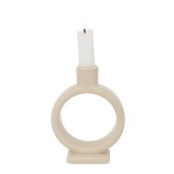 ELEGANT LYSESTAKE I KERAMIKK, BEIGE, H 14 CM