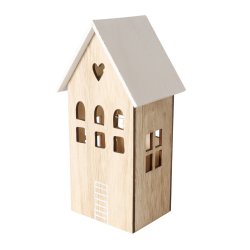 KOSELIG TREHUS MED LEDLYS, H 25 CM