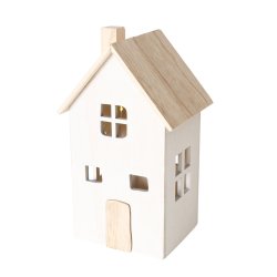 KOSELIG TREHUS MED LEDLYS, H 21 CM