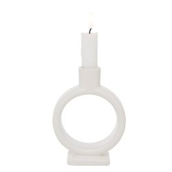 ELEGANT LYSESTAKE I KERAMIKK, HVIT, H 14 CM