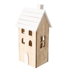 KOSELIG TREHUS MED LEDLYS, H 25 CM