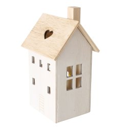 KOSELIG TREHUS MED LEDLYS, H 21 CM