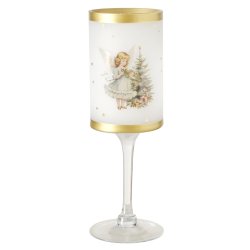 DET VAKRESTE LYSGLASS P� STETT MED ENGLEMOTIV, H 30 CM