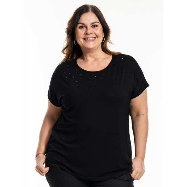 NYDELIG T-SHIRT I VISCOSE, SVART