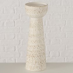 VAKKER KREMFARGET LYSESTAKE I KERAMIKK, H 30 CM