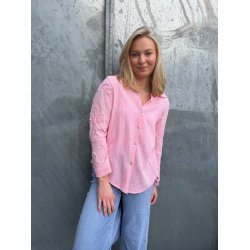 NYDELIG BOMULLS BLUSE MED BRODERI P� ERMET, ROSA
