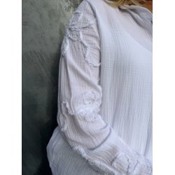 NYDELIG BOMULLS BLUSE MED BRODERI P� ERMET, HVIT