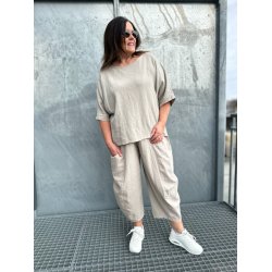 NYDELIG ONE-SIZE TOPP I LIN/BOMULL, BEIGE