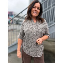 VAKKER VISCOSE BLUSE, BRUN
