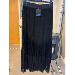 VAKKERT SCHIFFON  SKJ�RT, SVART, PLISSERT, ONE-SIZE