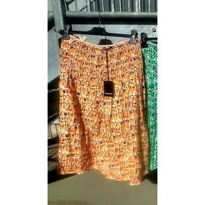 NYDELIG SOMMERSKJ�RT MED BRED STRIKK I LIVET, ORANGE