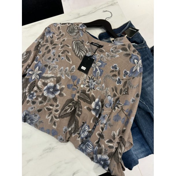 NYDELIG MNSTRET BLUSE I BOMULL, BEIGE