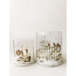 DET VAKRESTE LYSGLASS, KRAKELERT MED JULE MOTIV, 9 X 10 CM