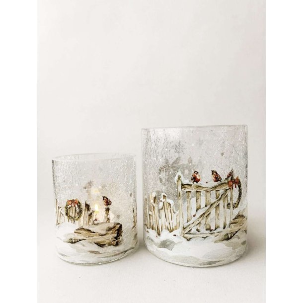 DET VAKRESTE LYSGLASS, KRAKELERT MED JULE MOTIV, 9 X 10 CM