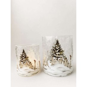 DET VAKRESTE LYSGLASS, KRAKELERT MED VINTER MOTIV, 9 X 10 CM