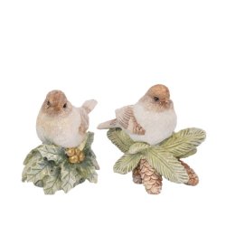 VAKKER FUGL P GRANKVIST, GRNN/HVIT, H 9 CM