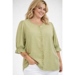 LEKKER VISCOSE BLUSE, LYS GR�NN MED BLONDEKANT