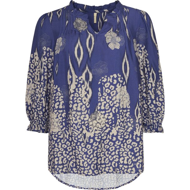 VAKKER VISCOSE BLUSE MED MNSTER, BL