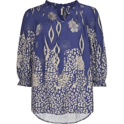 VAKKER VISCOSE BLUSE MED M�NSTER, BL�