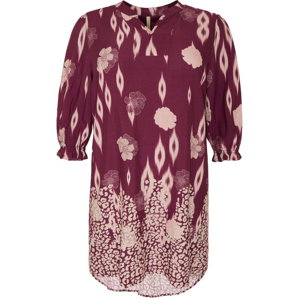 VAKKER VISCOSE TUNICA MED MNSTER, PLOMME