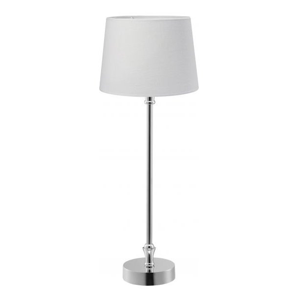 TRENDY OG STILIG BORDLAMPE, SLVFARGET MED HVIT SKJERM, H 56 CM M/SKJERM