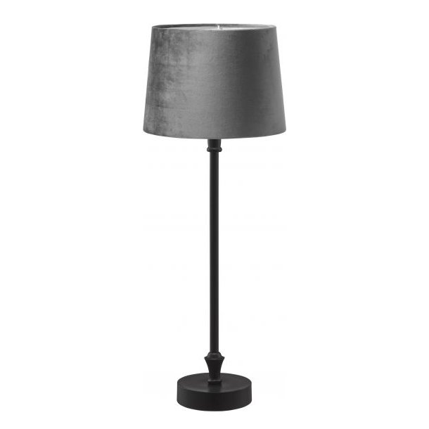 TRENDY OG STILIG BORDLAMPE, SVART MED GR SKJERM, H 56 CM M/SKJERM
