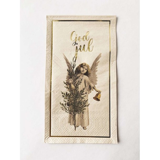 VAKKER BUFFET SERVIETT MED ENGLE MOTIV OG "GOD JUL"