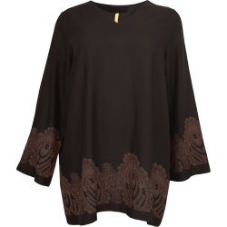 NYDELIG LANG TOPP,  SVART/BRUN MED M�NSTER