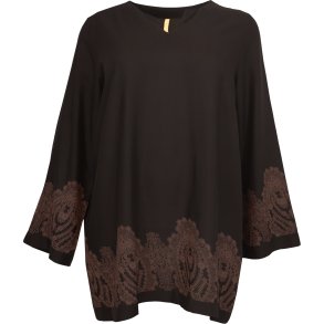 NYDELIG LANG TOPP,  SVART/BRUN MED MNSTER