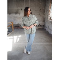 LEKKER ENSFARGET BOMULLS BLUSE MED MNSTER, GRNN