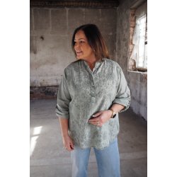 LEKKER ENSFARGET BOMULLS BLUSE MED MNSTER, GRNN